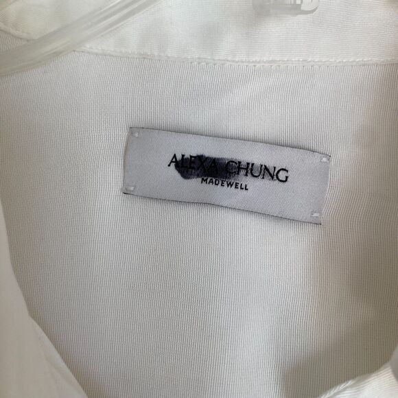 Madewell Alexa Chung White Shirt L Button-Up Pockets Sexy Glam Minimalist Preppy - Picture 3 of 9